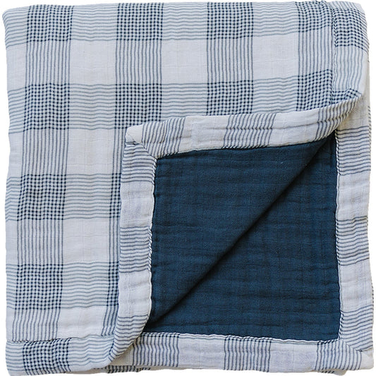 muslin quilt // coastal plaid + navy