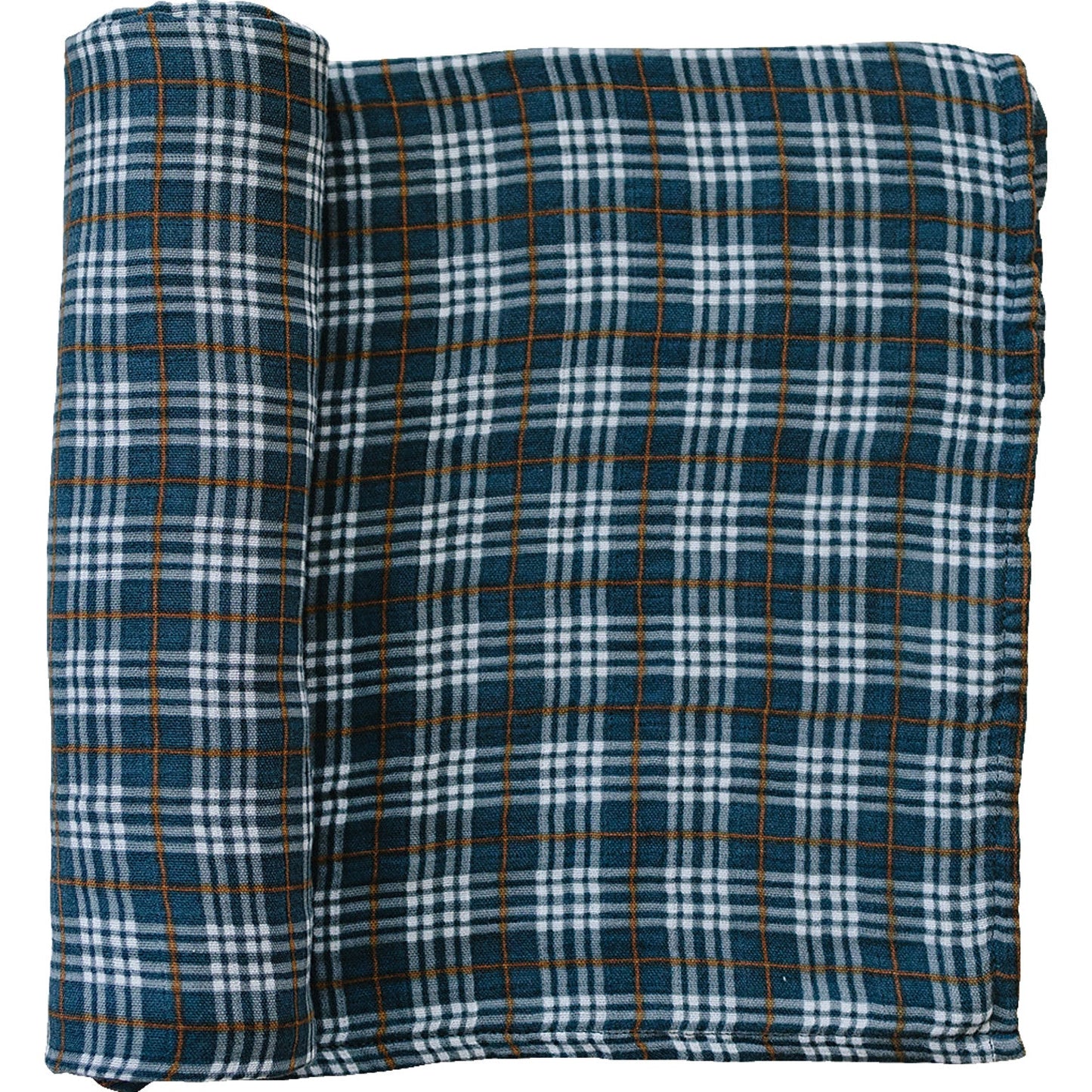 muslin swaddle blanket // navy plaid