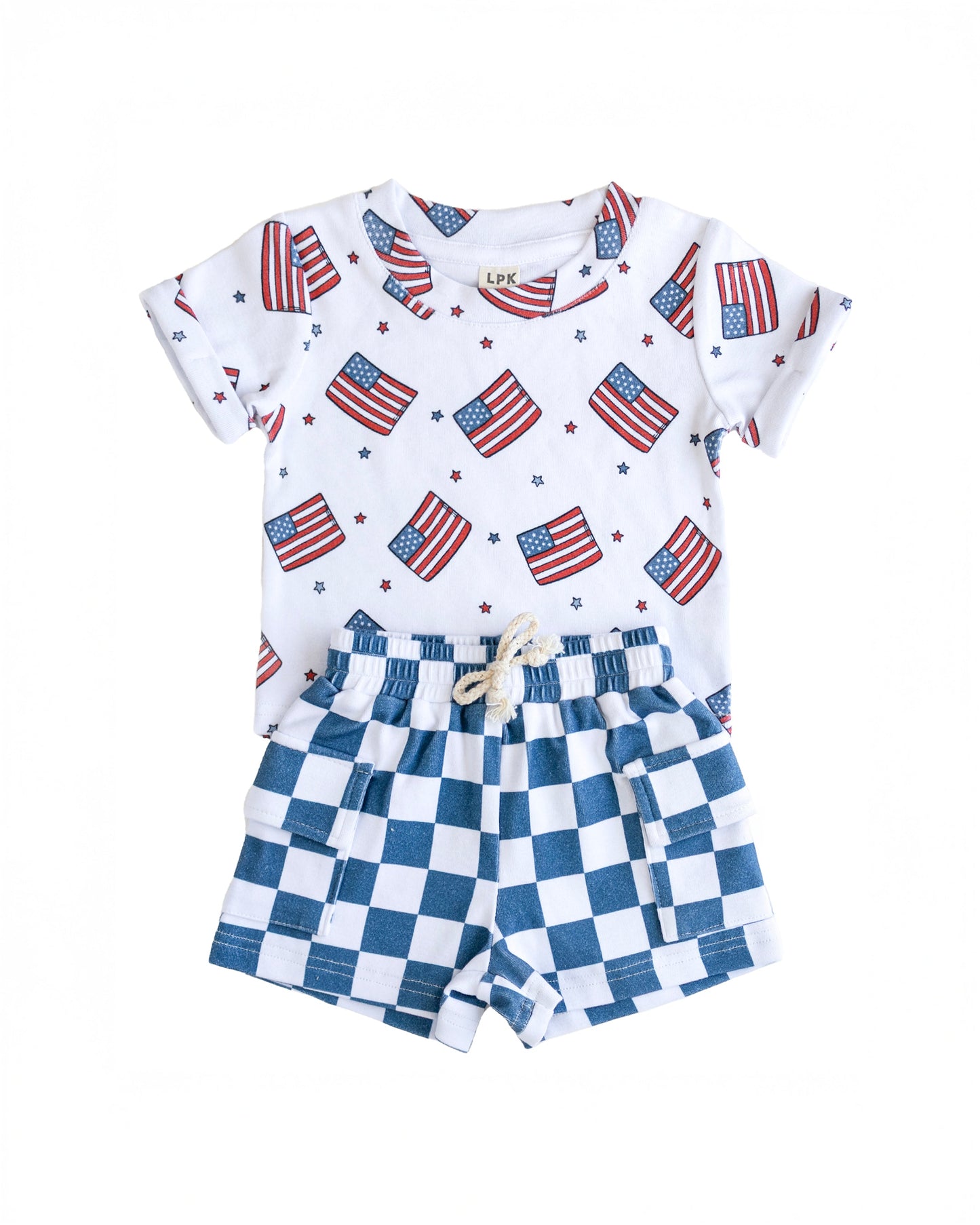 cargo shorts set // patriotic vibes (sizing up to 8/9y)