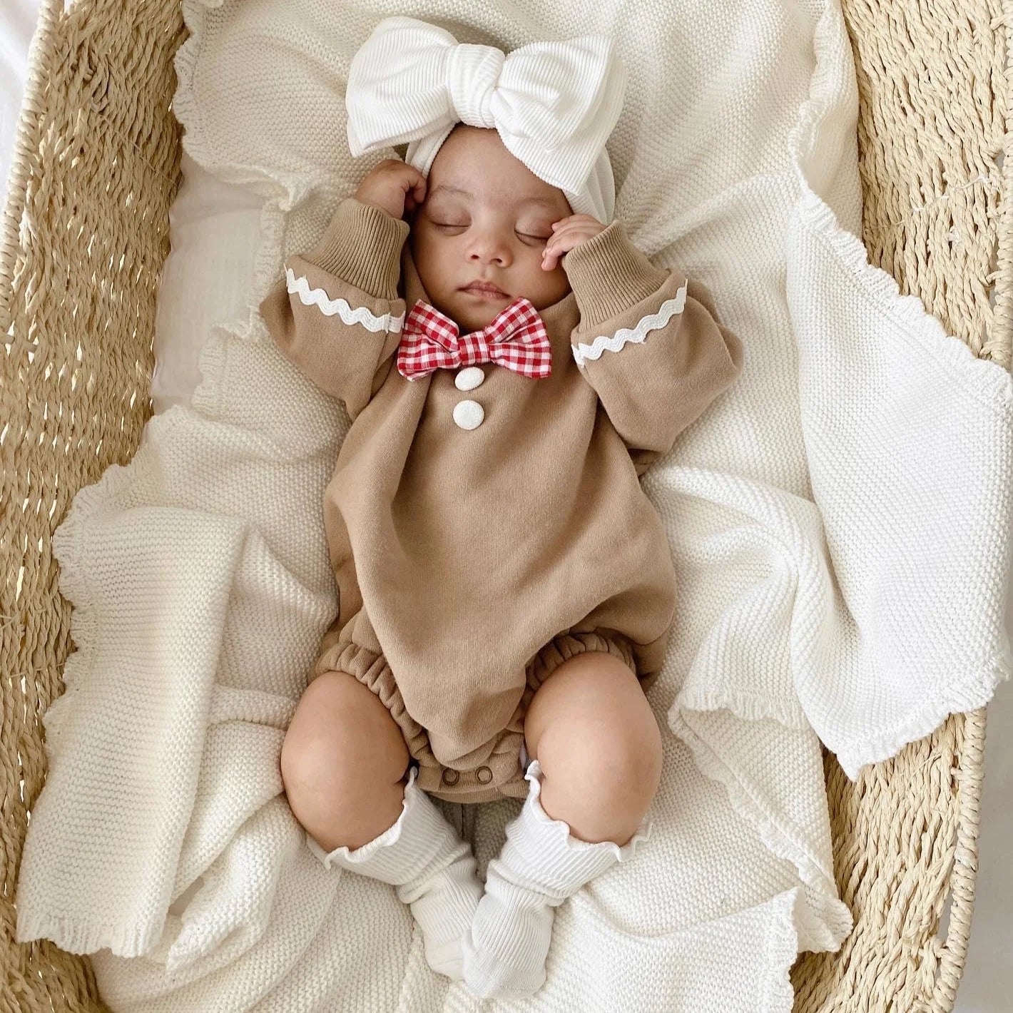 gingerbread long-sleeve bubble romper