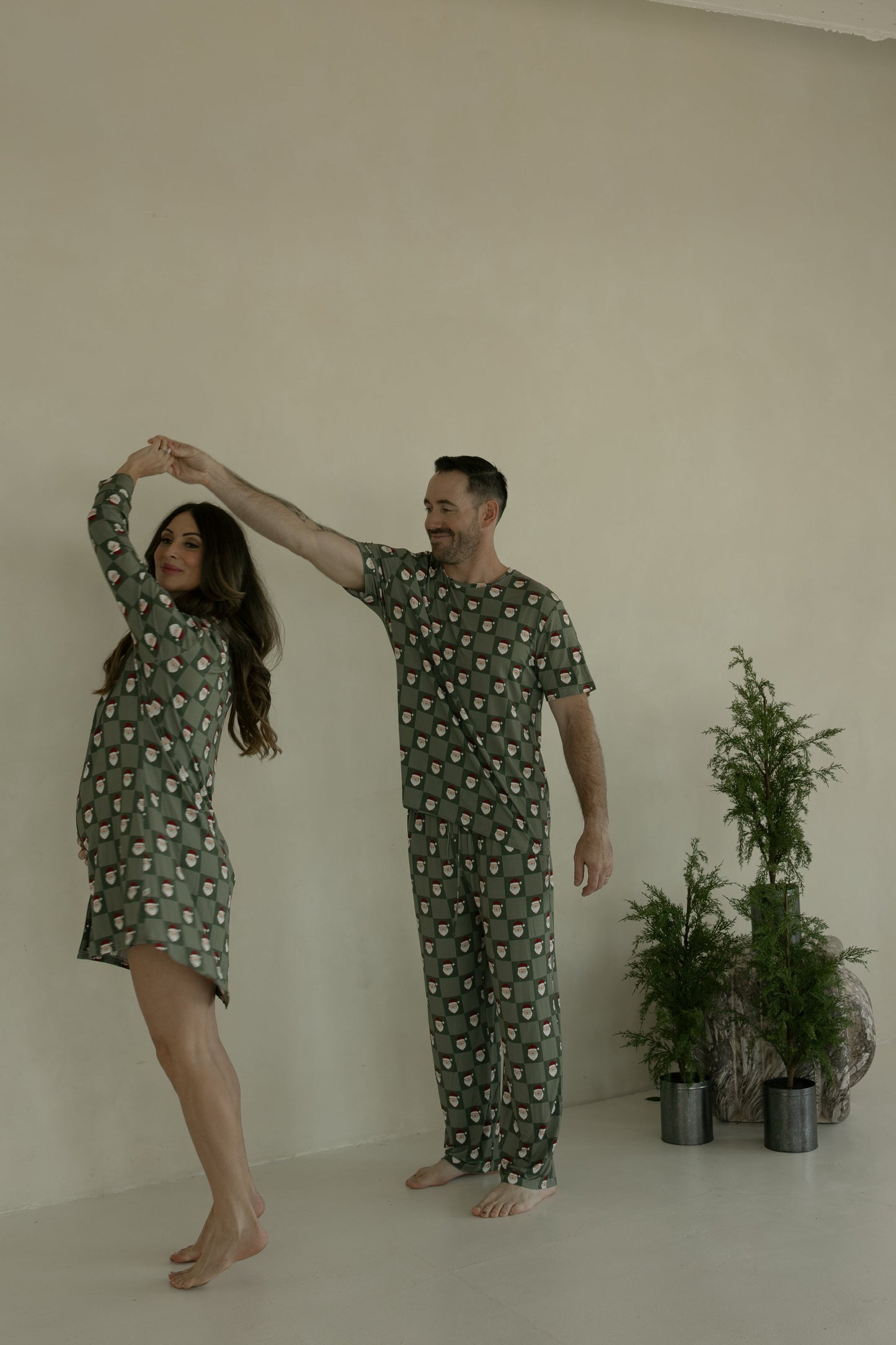 women’s bamboo sleeping dress // santa checkerboard (*comes in family matching*)