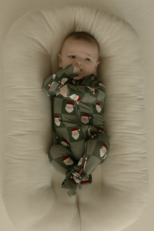 santa checkerboard bamboo pajamas // ZIPPY (*comes in family matching*)