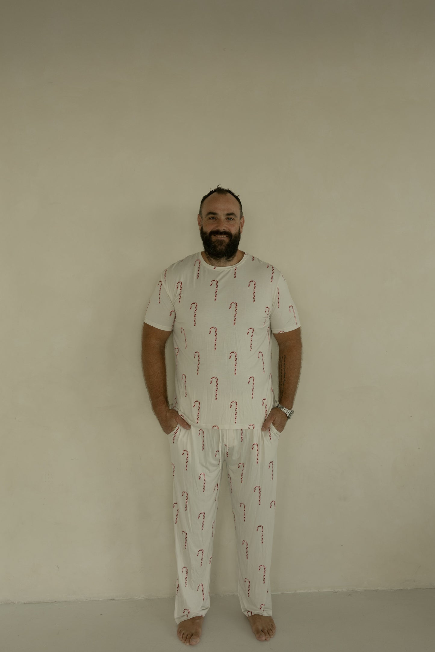 candy cane men’s short sleeve bamboo pajamas (*comes in family matching*)