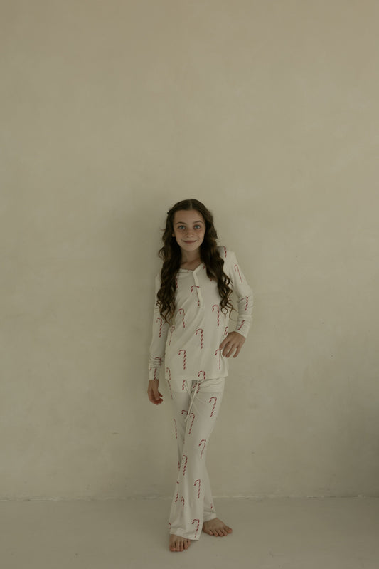 preteen flare bamboo pajamas // candy cane (*comes in family matching*)