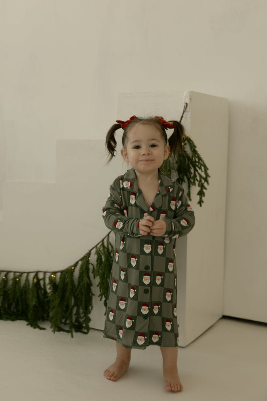 bamboo sleeping dress // santa checkerboard (*comes in family matching*)