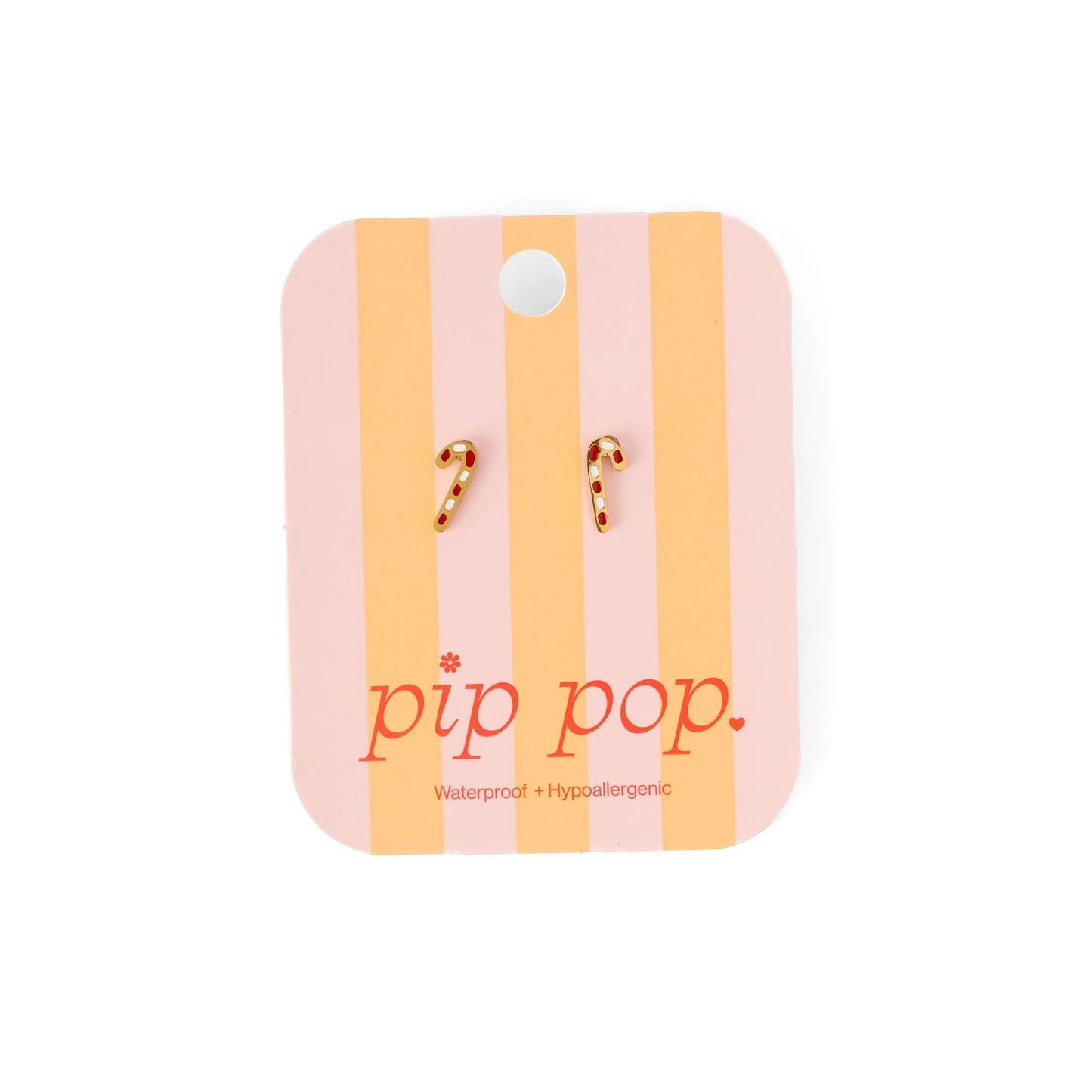 18k gold flat back studs // candy cane