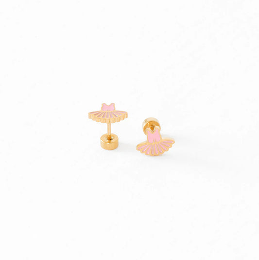 18k gold flat back studs // ballet tutu