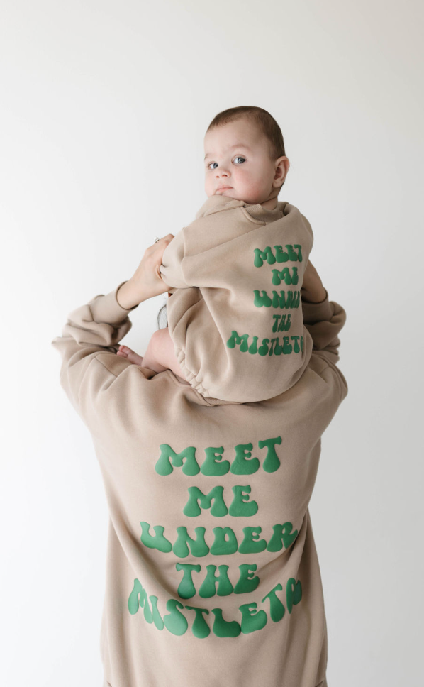 meet me under the mistletoe sweatshirt (baby through adult)