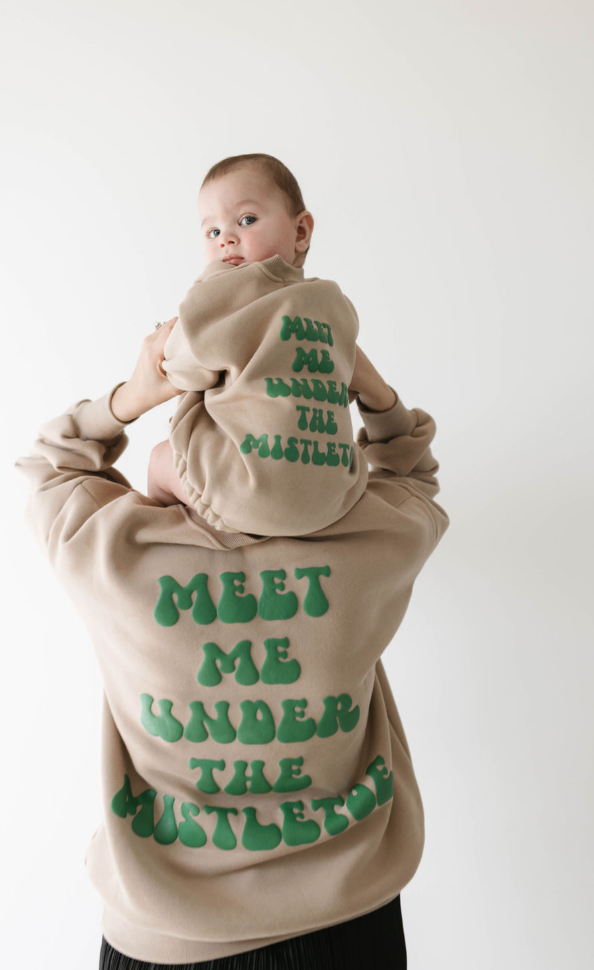 meet me under the mistletoe sweatshirt (baby through adult)