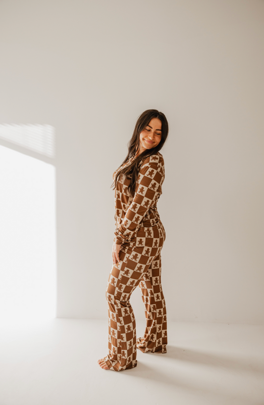 women’s bamboo pajamas // gingerbread checkerboard (*matching baby available*)