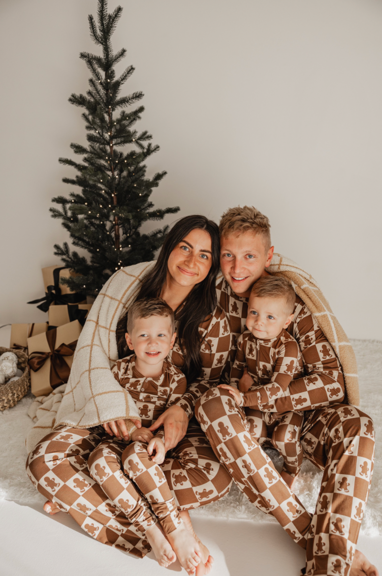 women’s bamboo pajamas // gingerbread checkerboard (*matching baby available*)