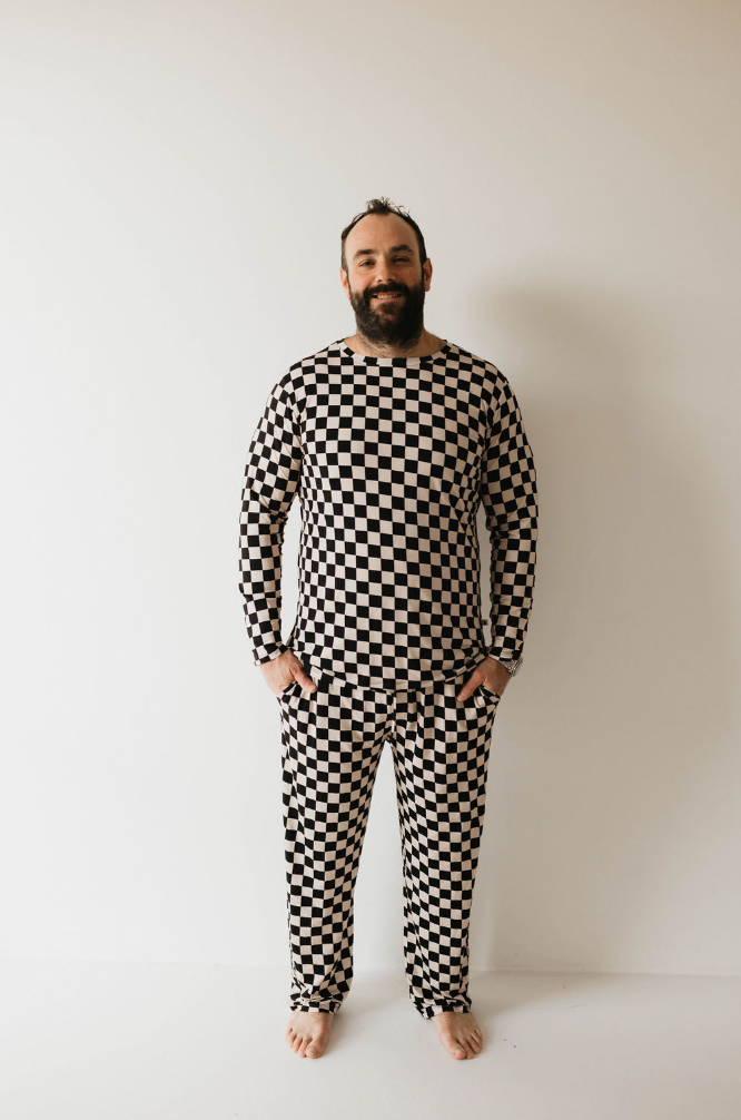 men's bamboo pajamas // black/white checkerboard