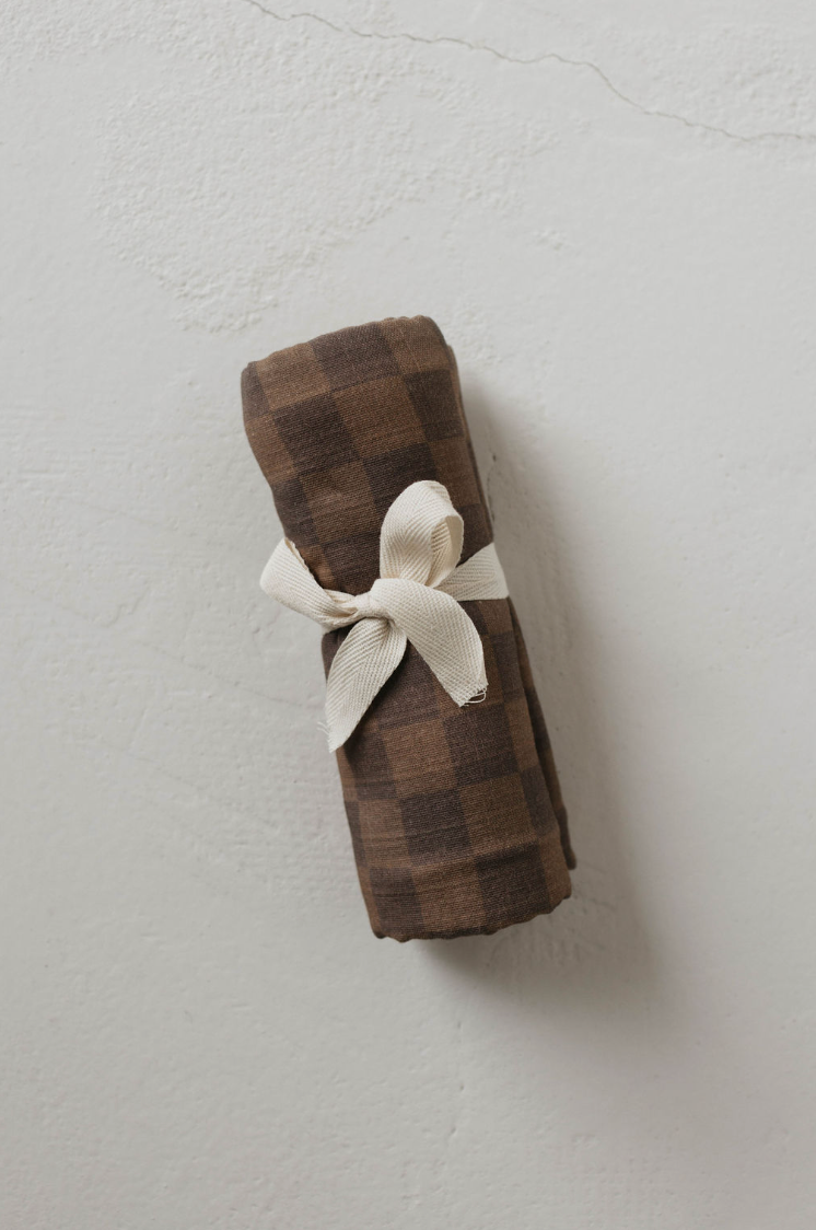 muslin swaddle // faded brown checkerboard