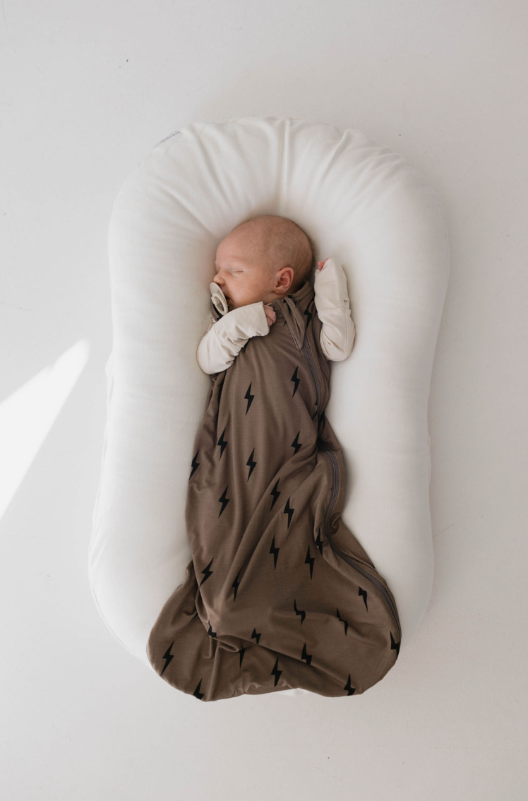 bamboo sleep sack // brown + black lightning bolt