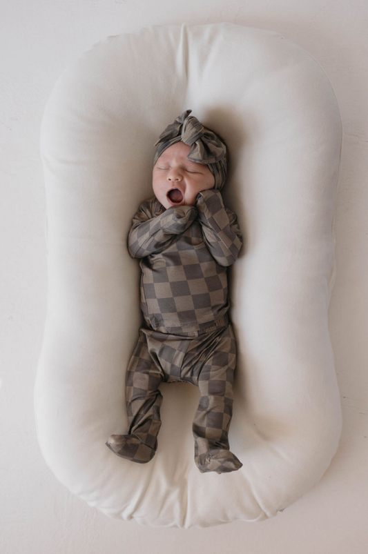 bamboo sleepytime set // faded brown checkerboard