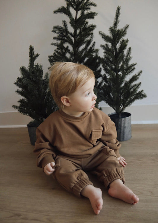 cargo sweatsuit set // brown