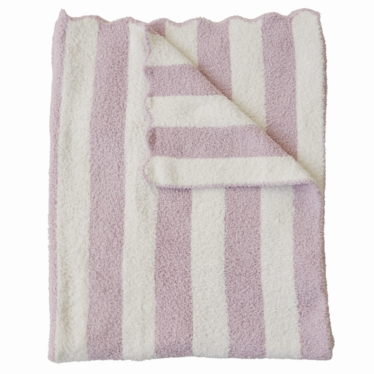 pink stripe plush blanket