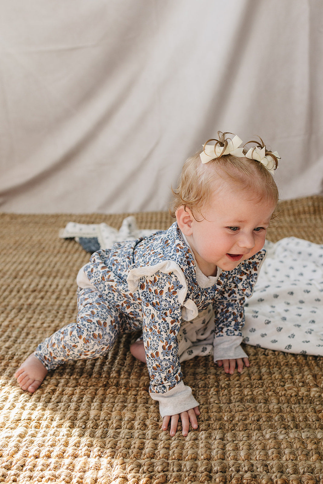 blue meadow ruffle french terry set
