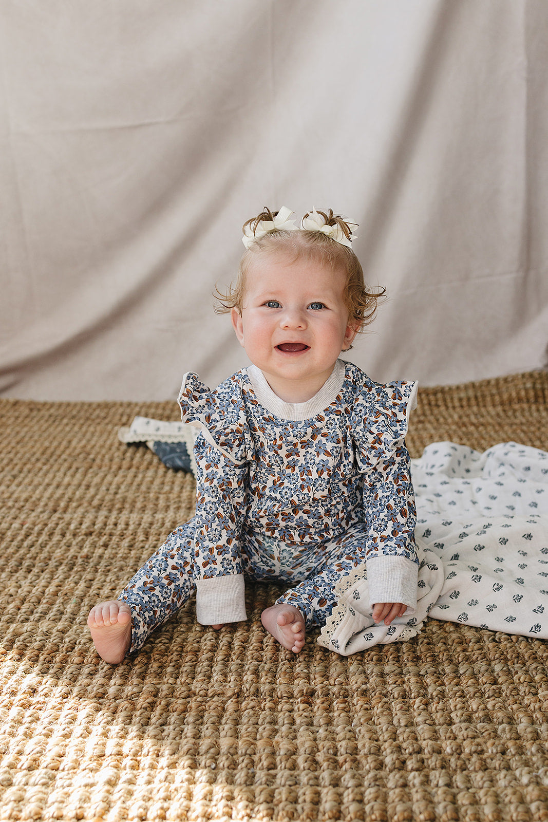 blue meadow ruffle french terry set