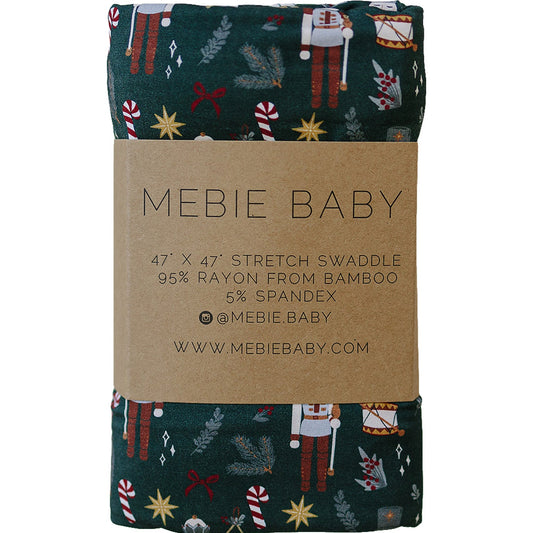 bamboo stretch swaddle // green nutcracker