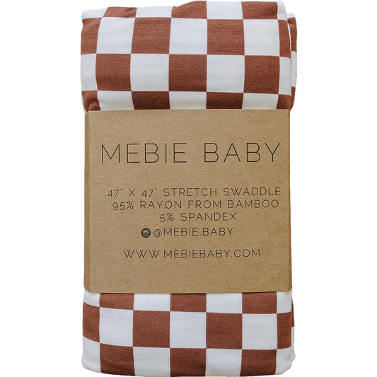 bamboo stretch swaddle // rust checkered