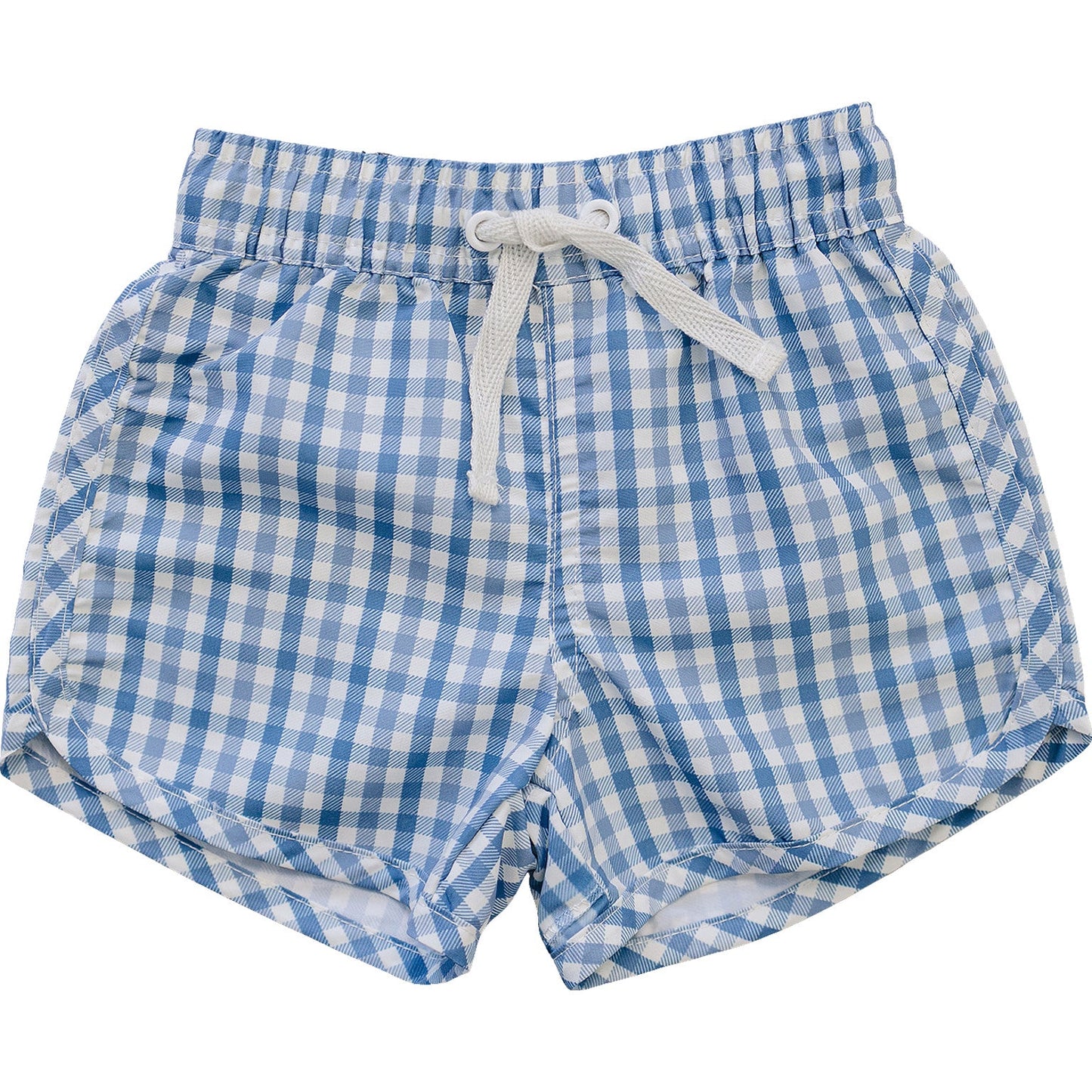 light blue gingham swim shorts
