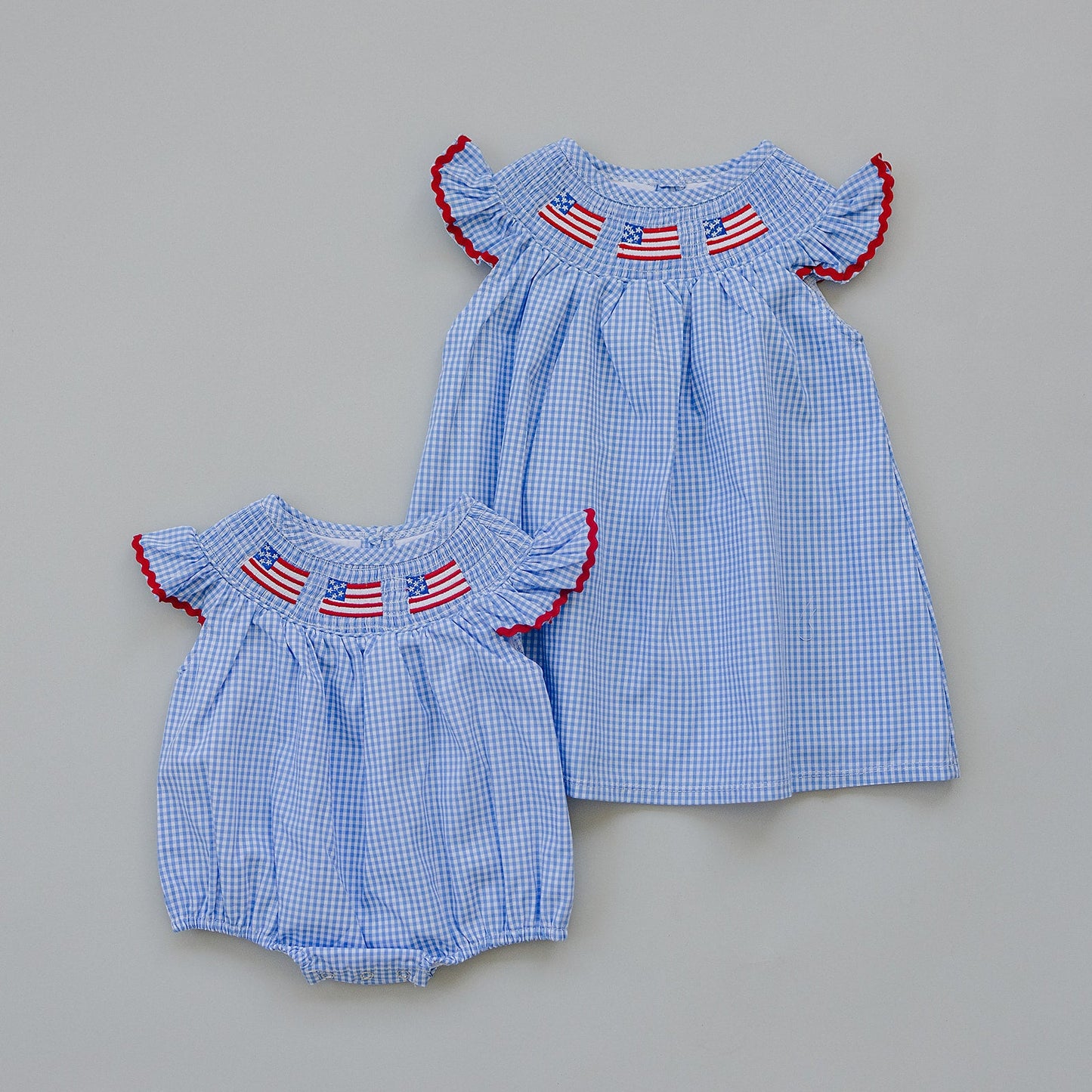 american flag gingham smocked dress