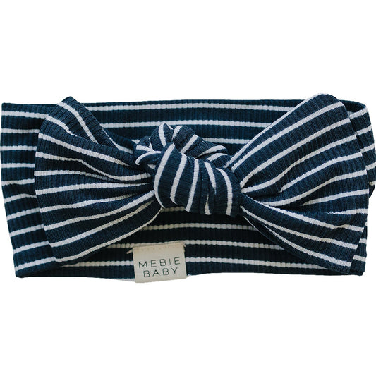 ribbed bamboo head wrap // navy stripes