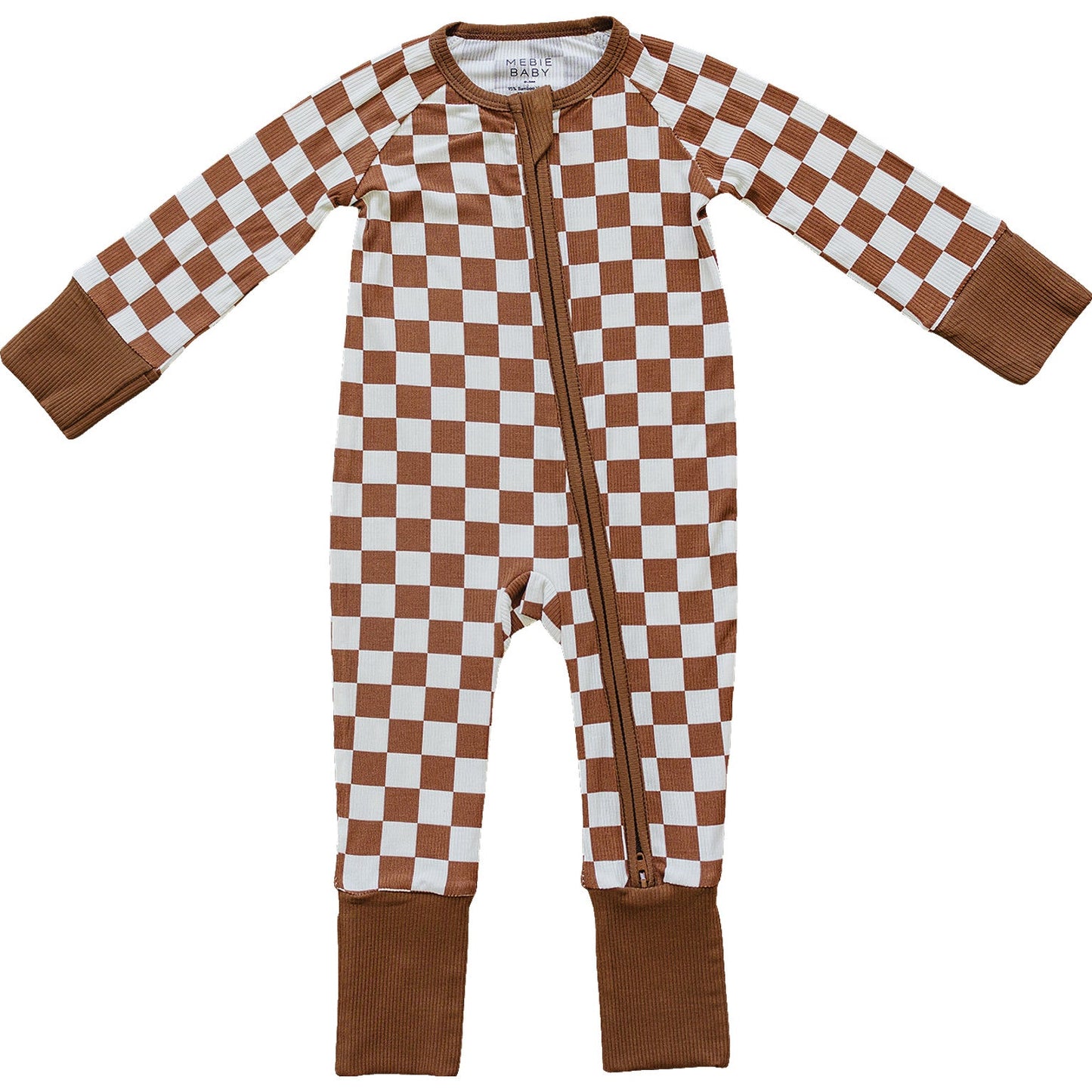 rust checkered ribbed bamboo pajamas // ZIPPY