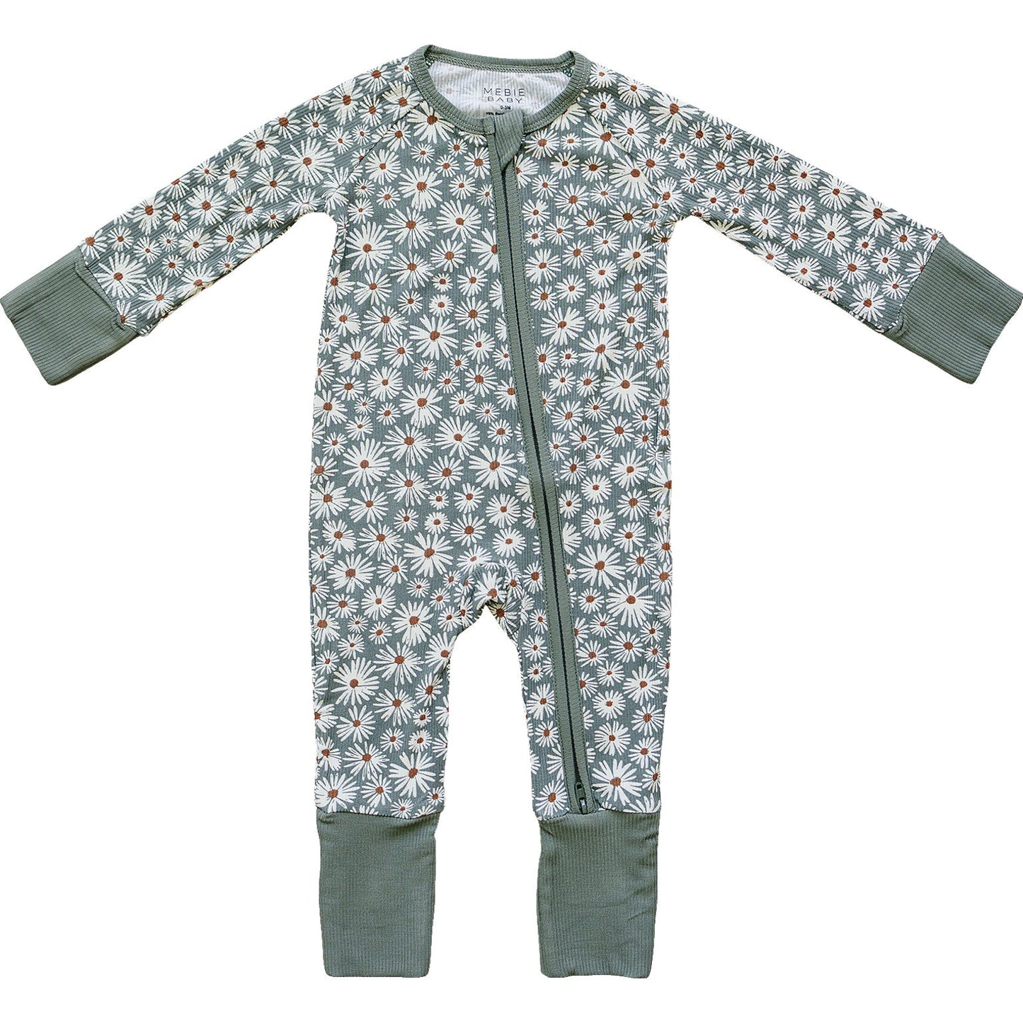 dark green daisy ribbed bamboo pajamas // ZIPPY