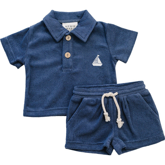 navy terry cloth set