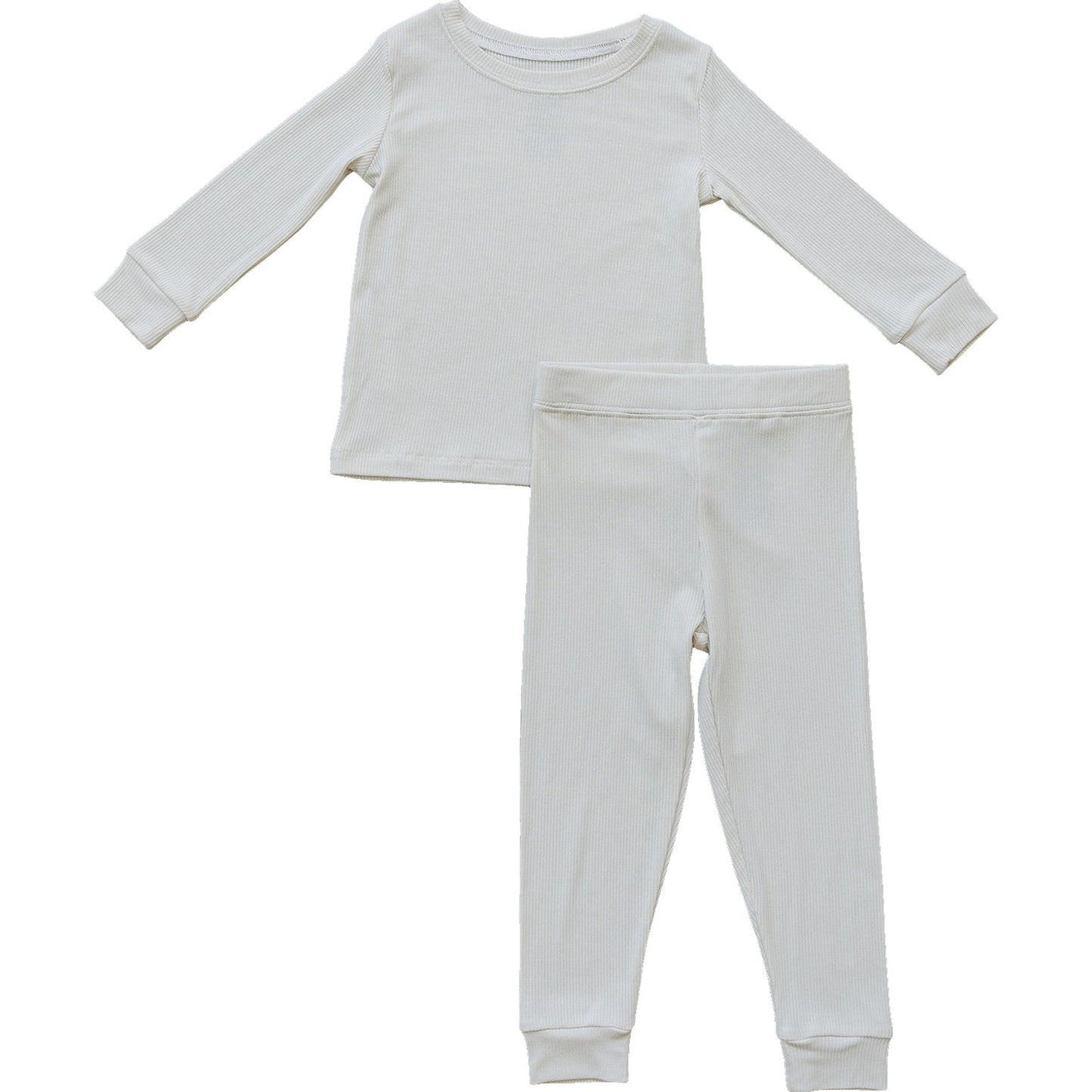 cream ribbed bamboo pajamas // LONG-SLEEVE TWO-PIECE SET