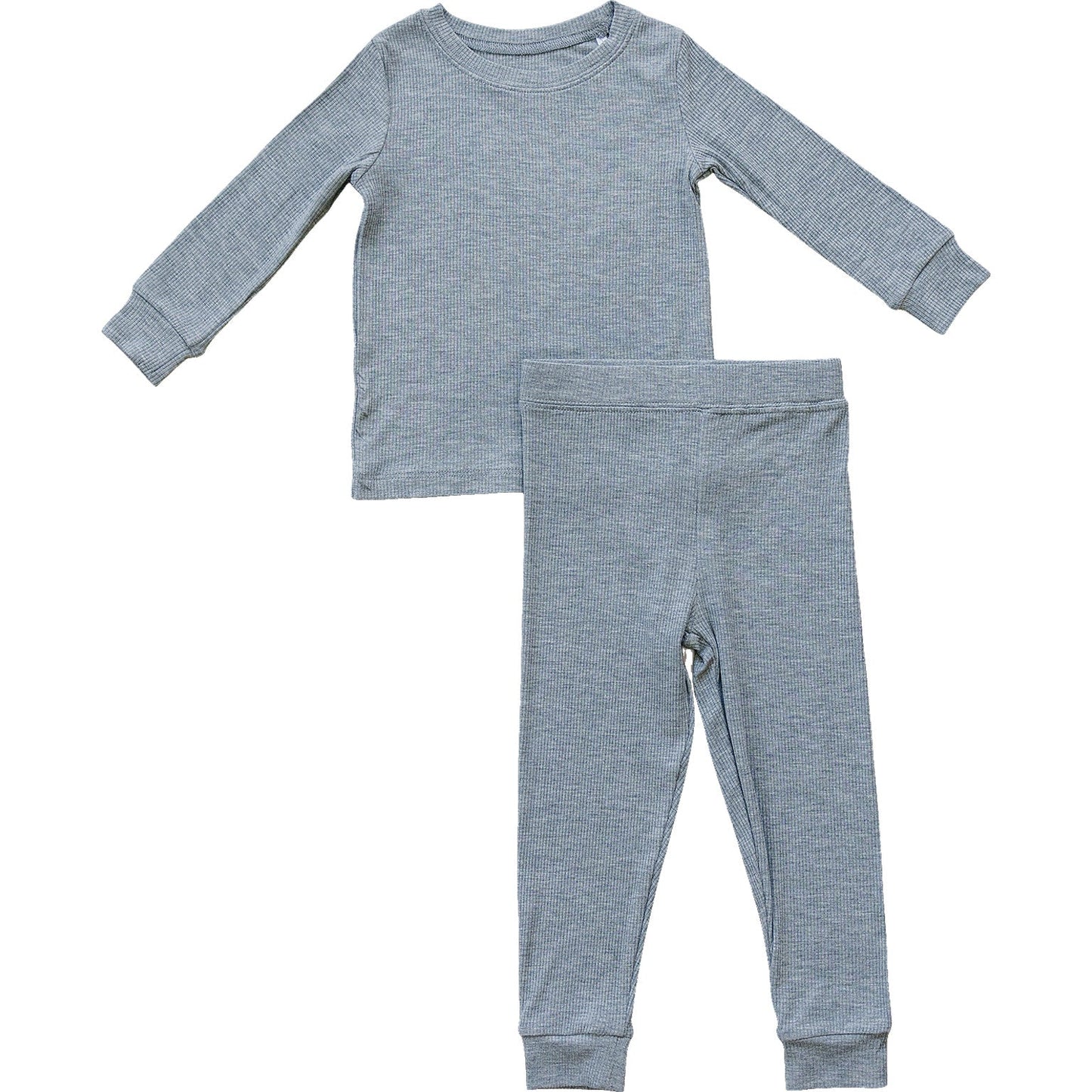 heather grey ribbed bamboo pajamas // LONG-SLEEVE TWO-PIECE SET