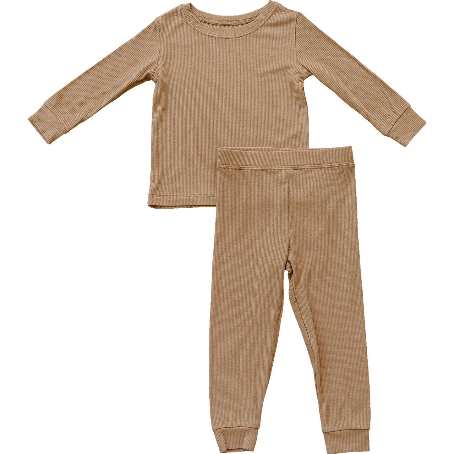 latte ribbed bamboo pajamas // LONG-SLEEVE TWO-PIECE SET