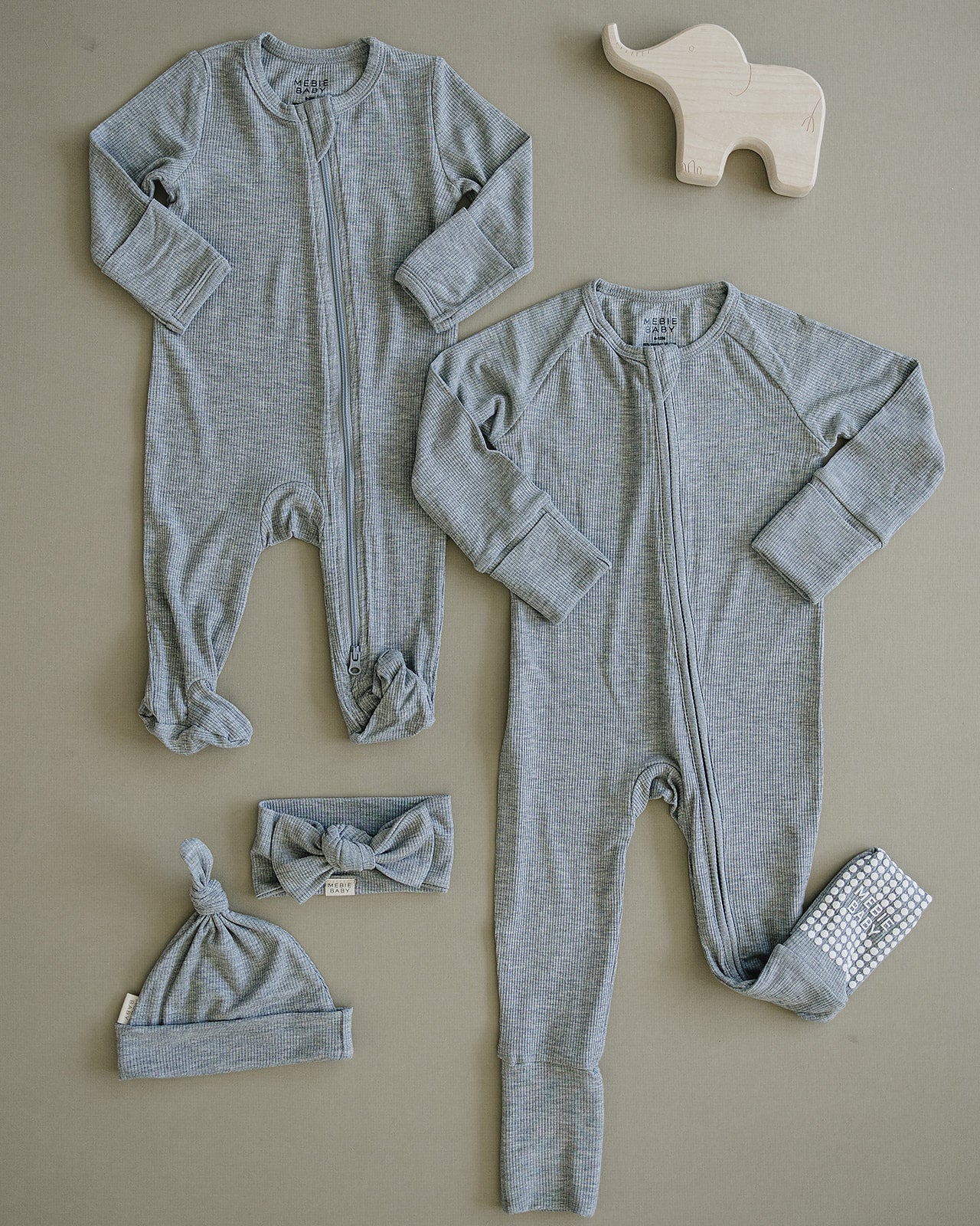 heather grey ribbed bamboo pajamas // ZIPPY