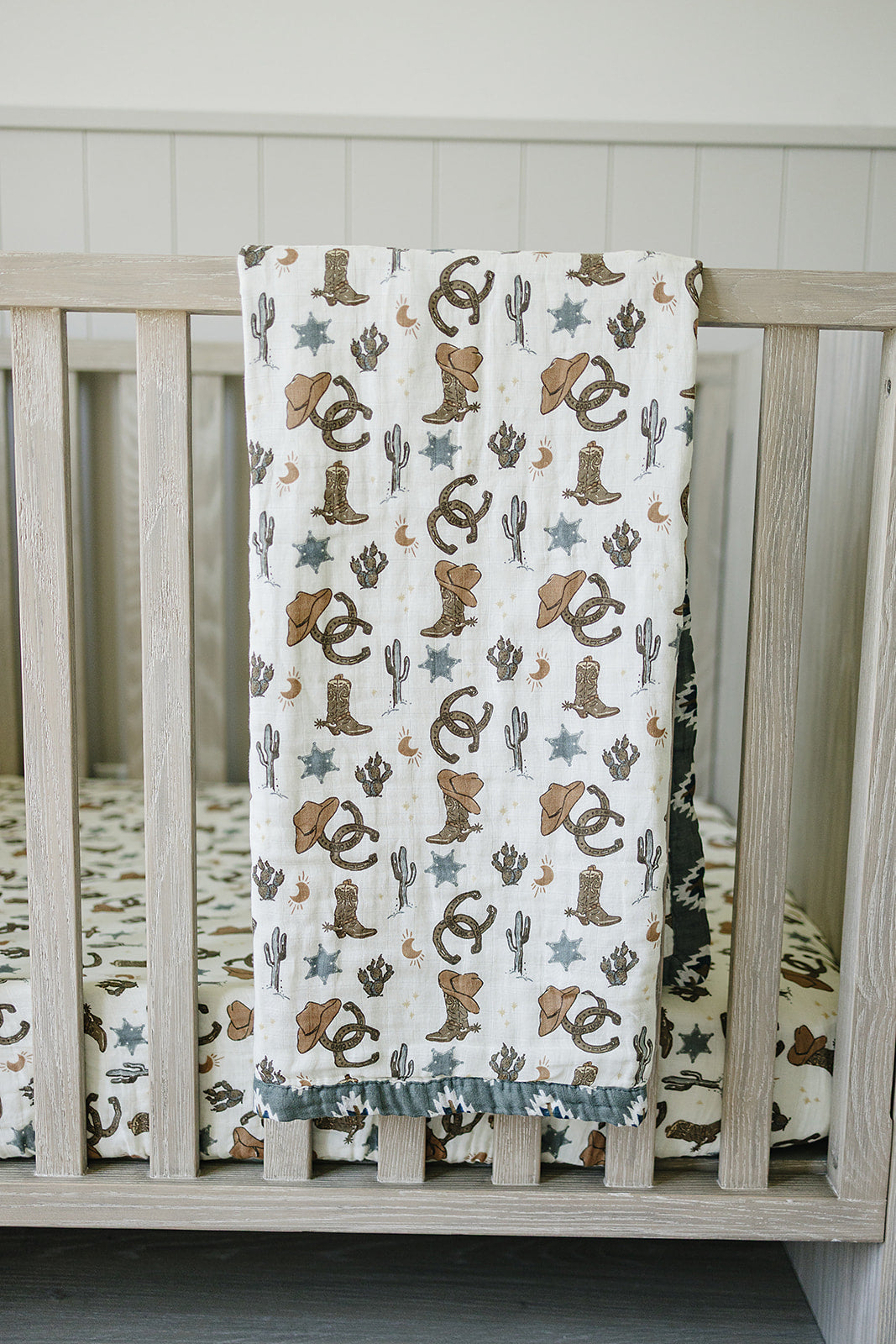 muslin crib sheet // cowboy