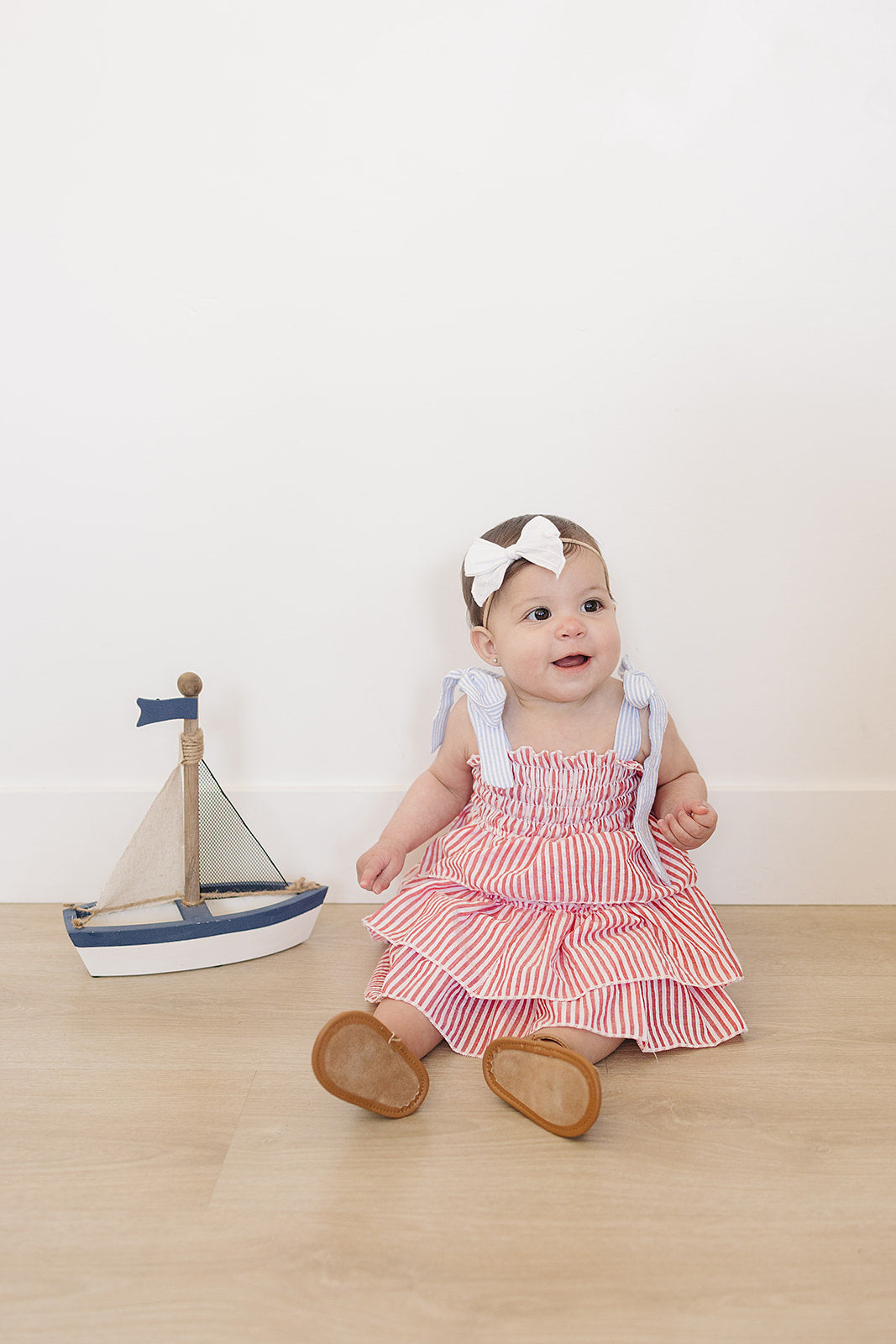 stripe ruffle dress