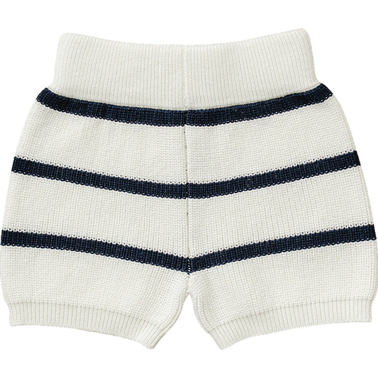 knit shorts // navy stripe