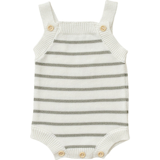 knit bubble romper // sage stripe