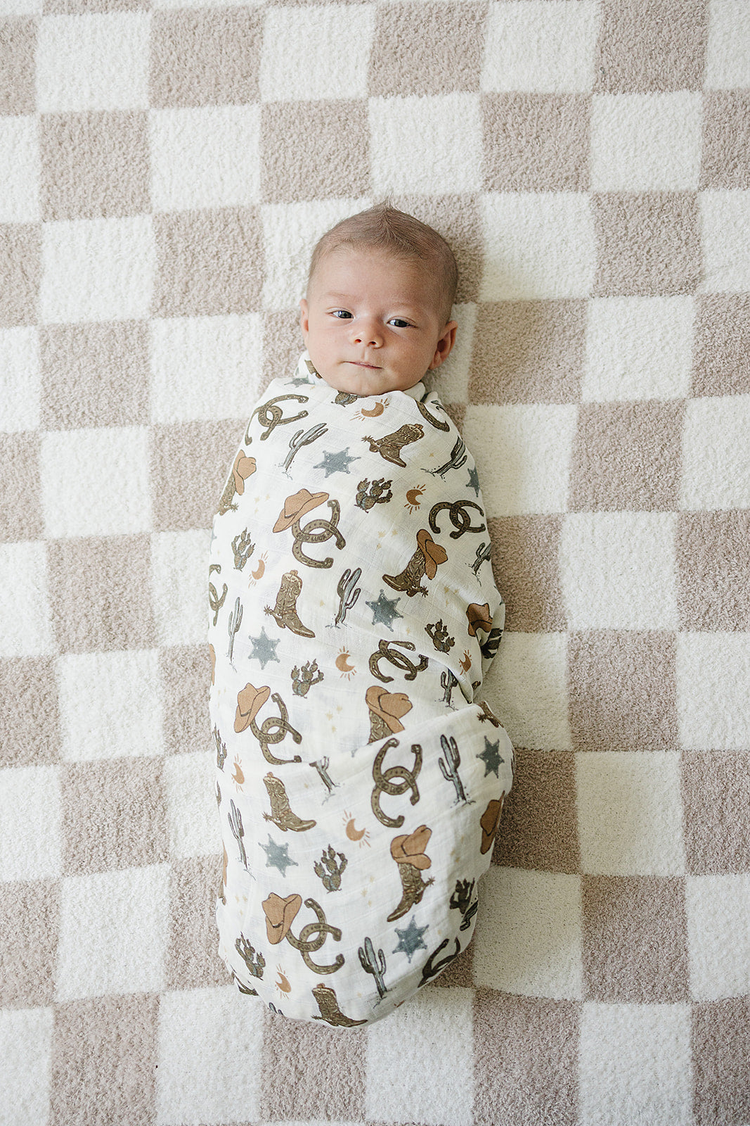 muslin swaddle blanket // cowboy