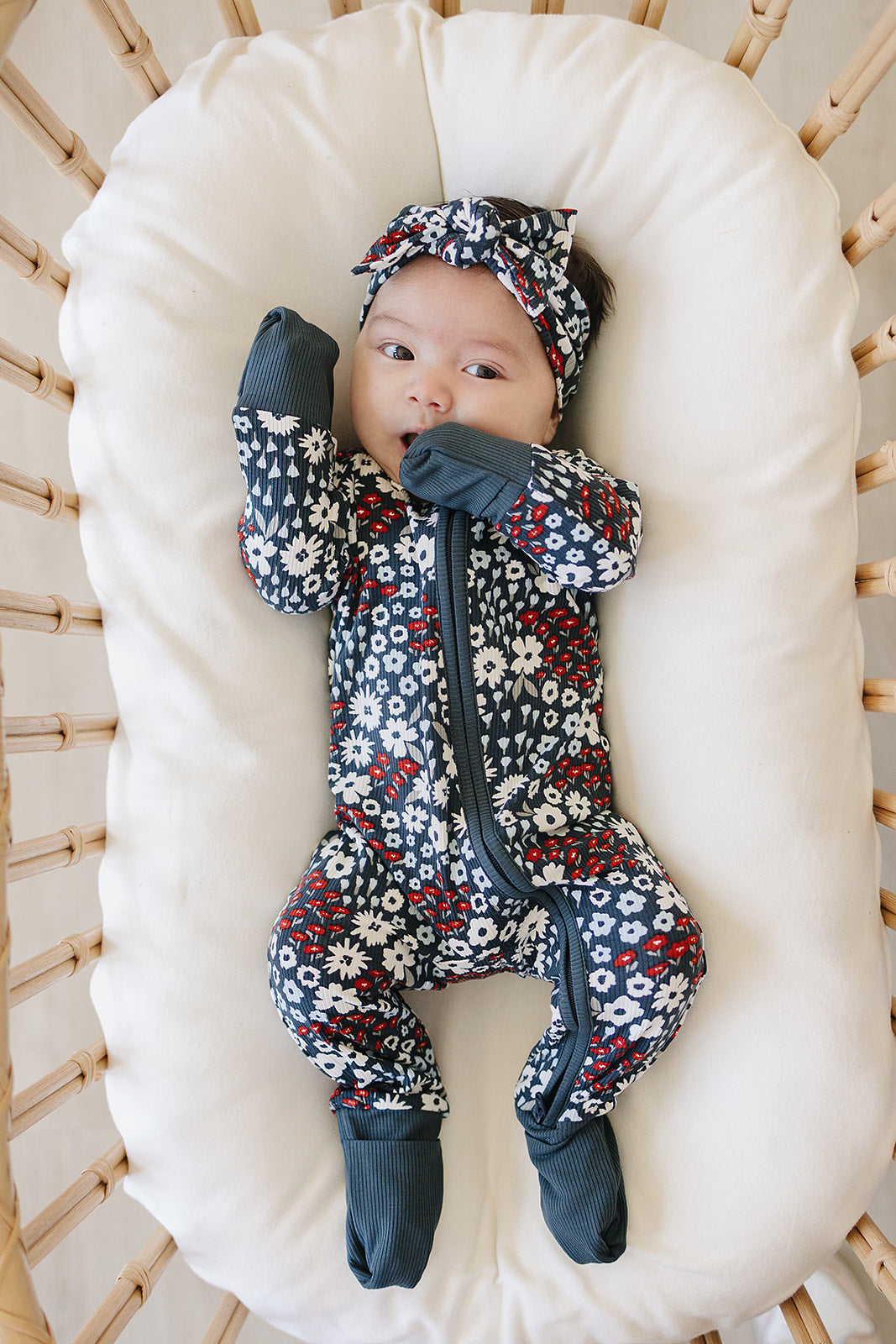ribbed bamboo head wrap // americana floral