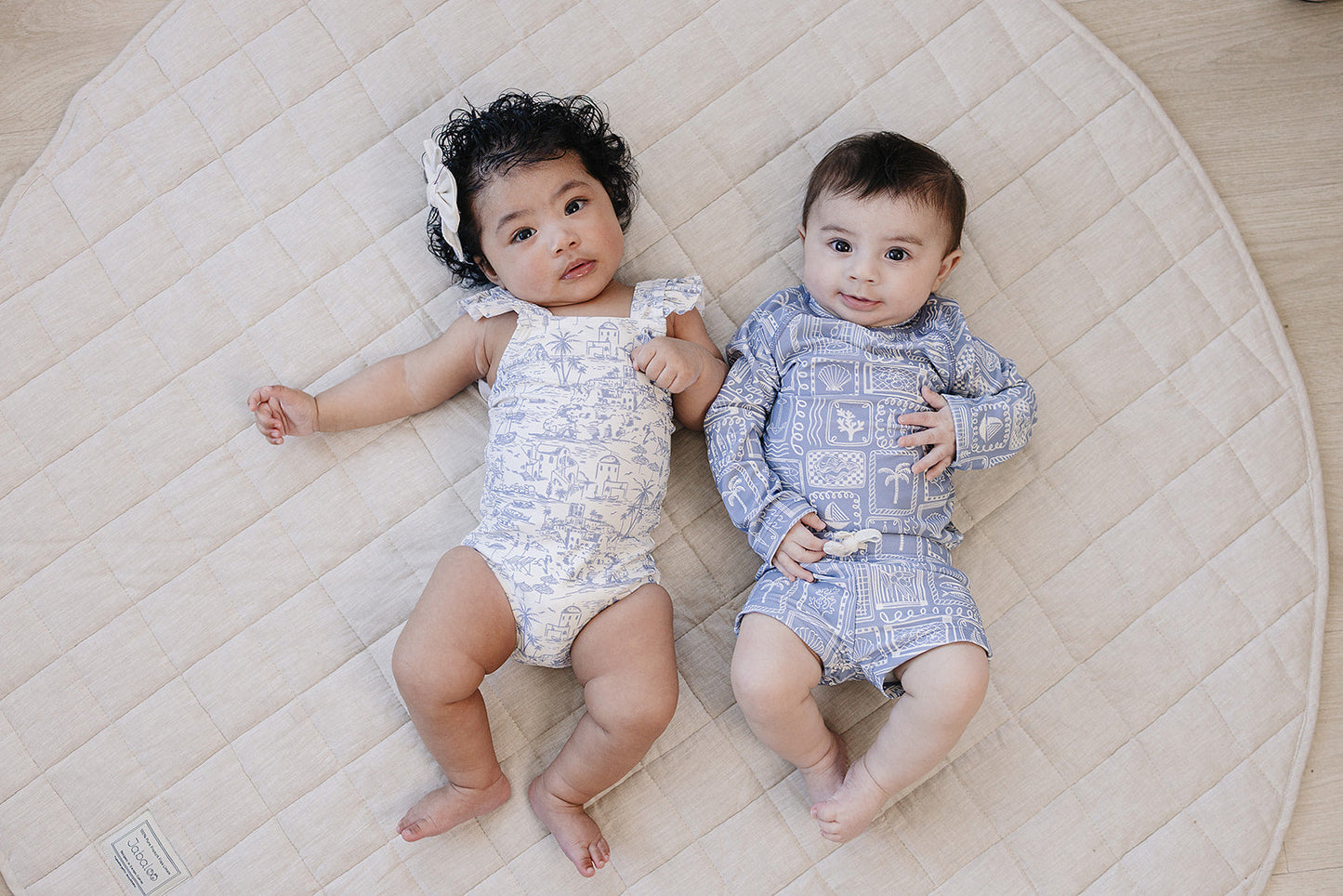 blue beach long-sleeve swim set