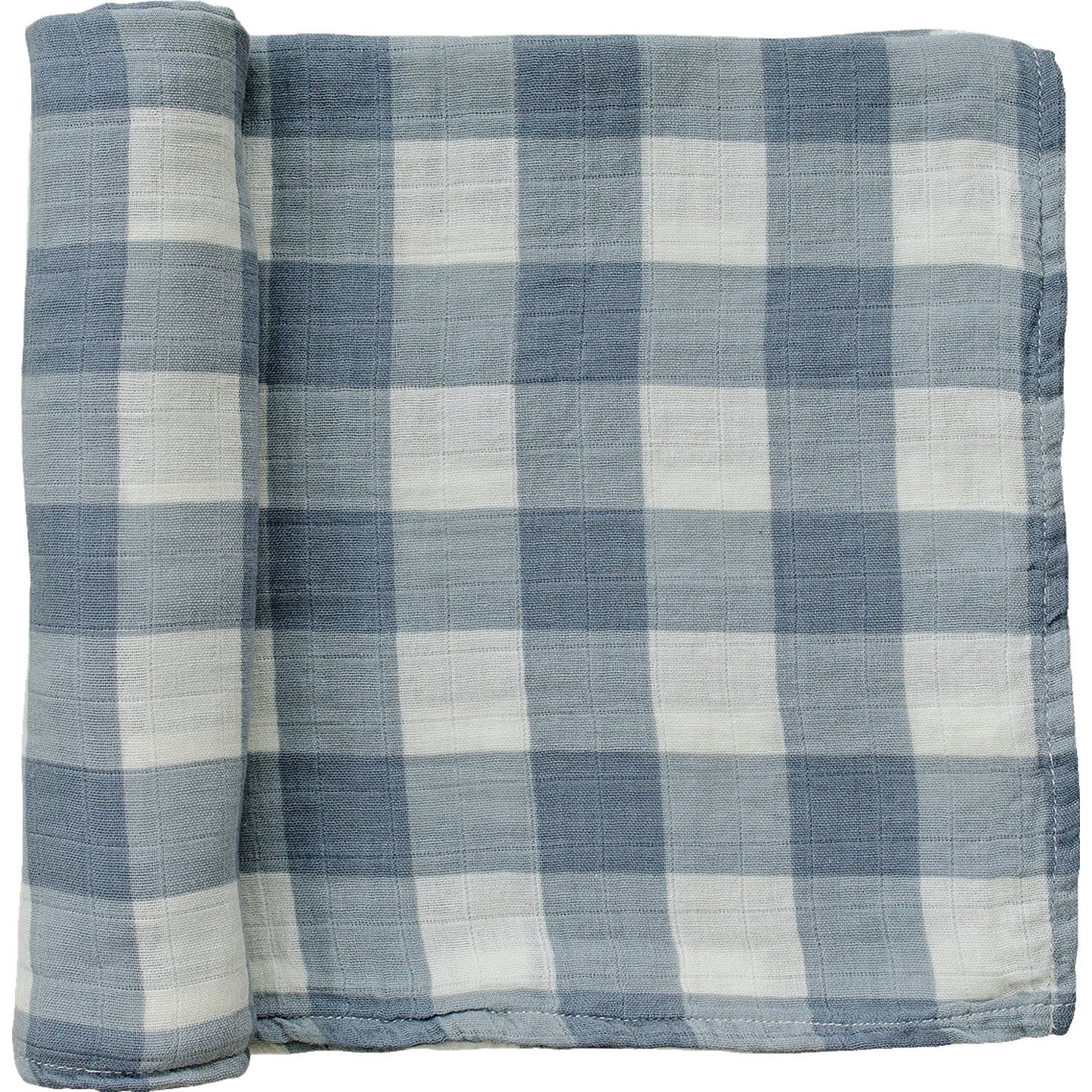 muslin swaddle blanket // dusty blue gingham