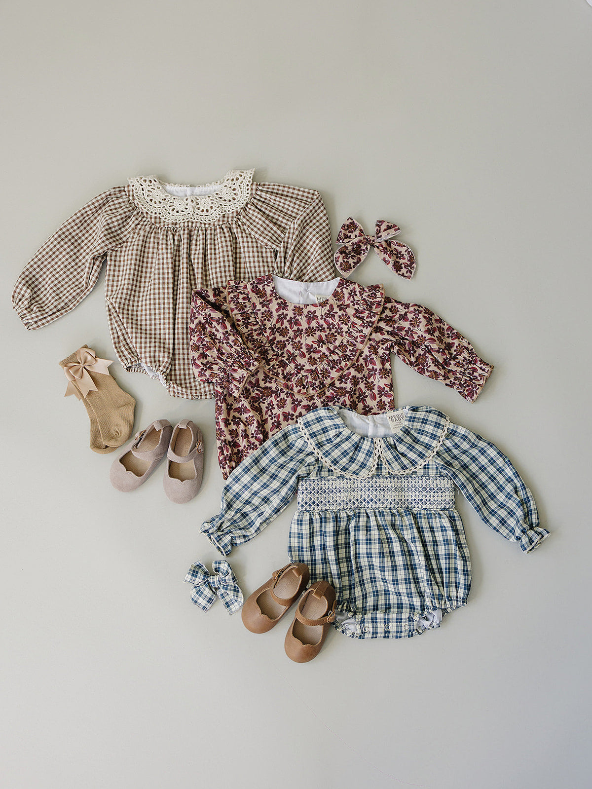 antique floral bubble romper