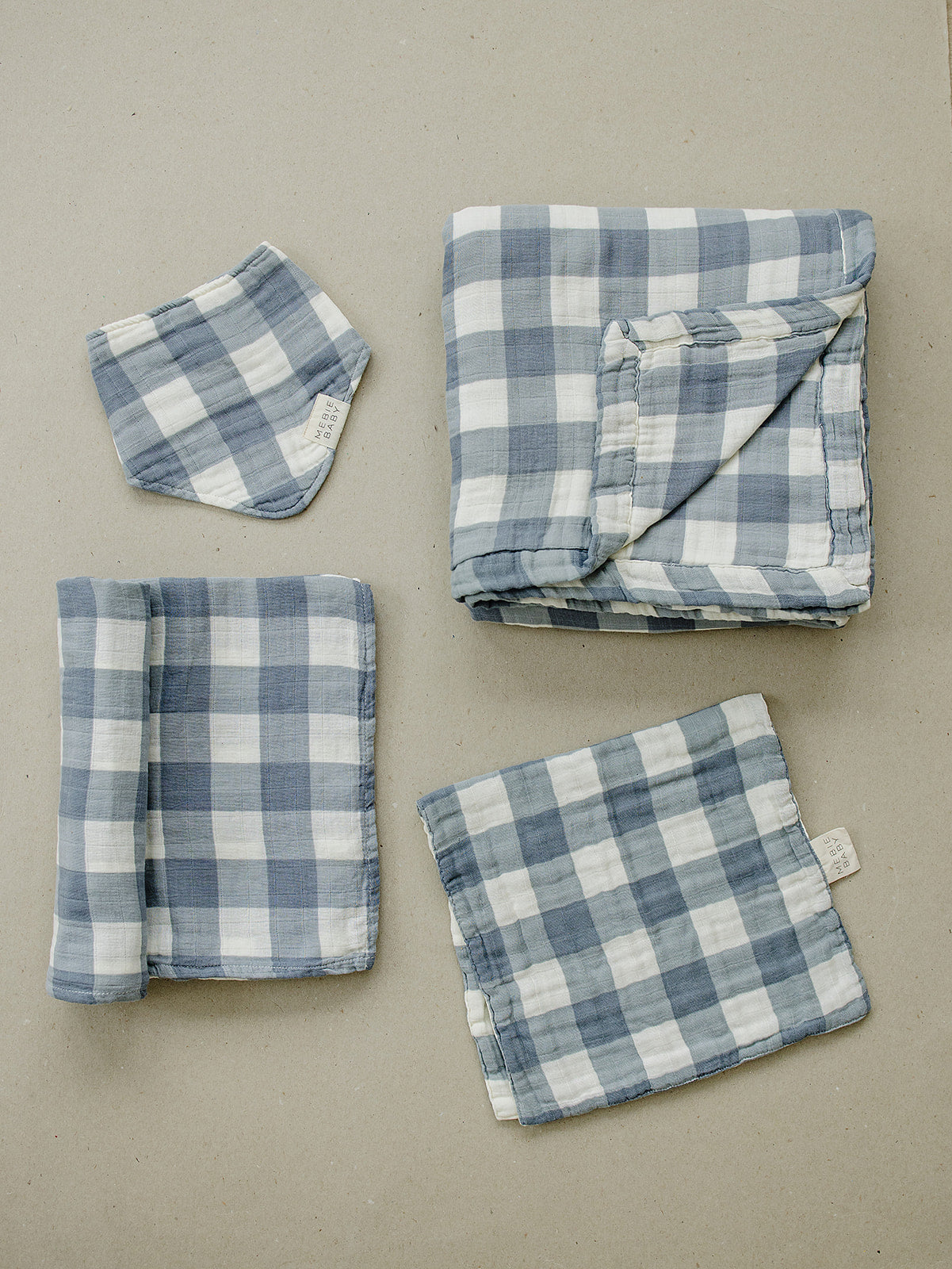 muslin swaddle blanket // dusty blue gingham