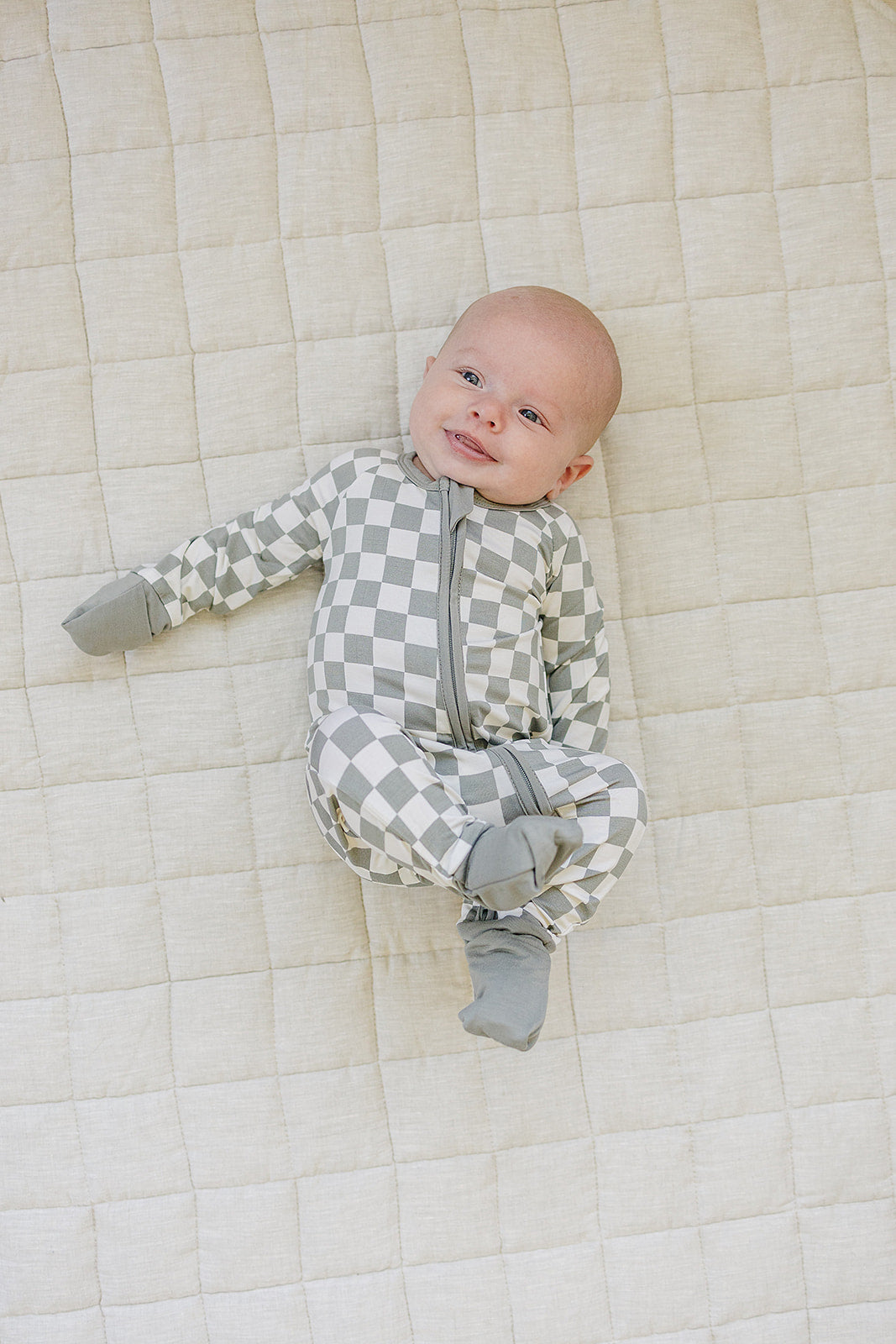 light green checkered bamboo pajamas // ZIPPY