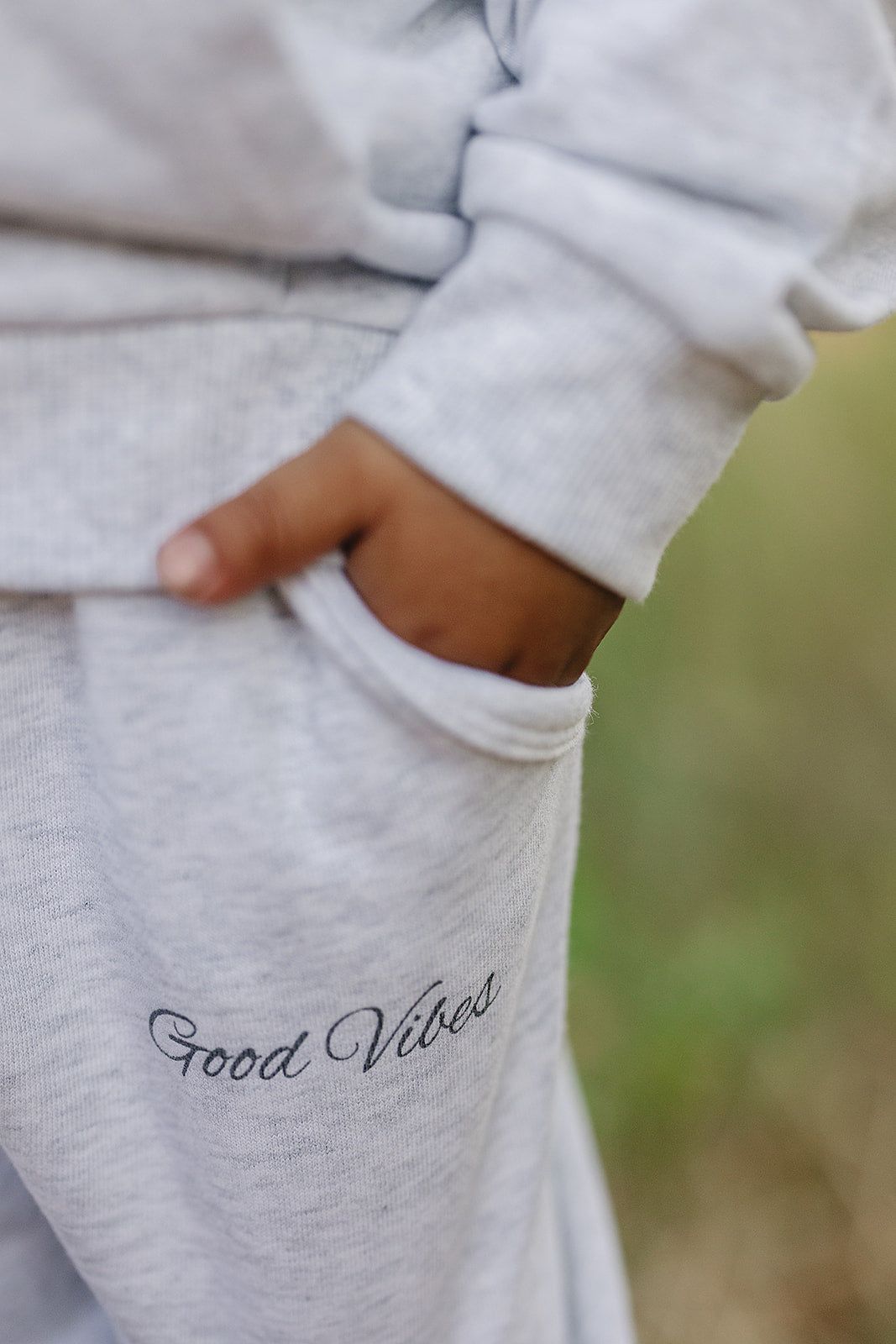 good vibes quarter zip french terry set