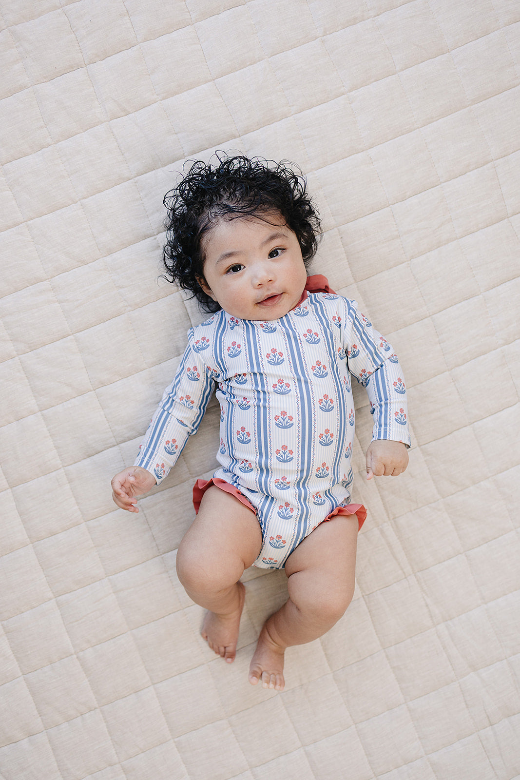 block print floral one-piece swimsuit