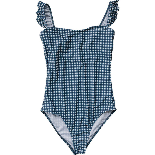 women’s one-piece swimsuit // navy gingham