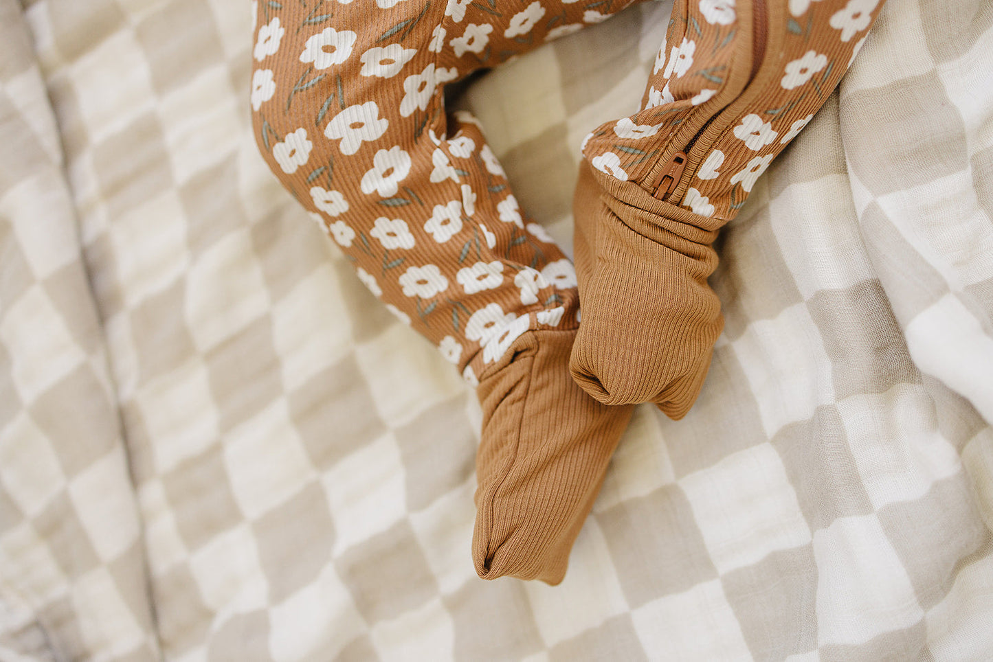 mustard floral ribbed bamboo pajamas // ZIPPY